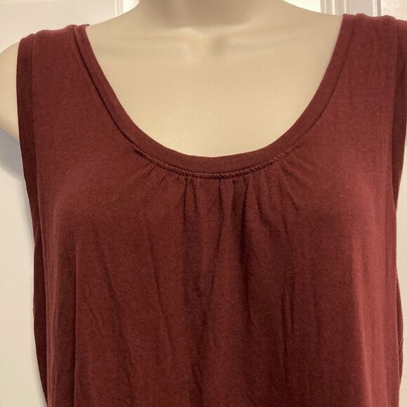 TALBOTS Pleated Front Knit Tank Top Burgundy Plum Womens XL - Picture 3 of 9